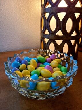 Vintage Homco Candy Appy Bowl American Clear Cubist 5.25”